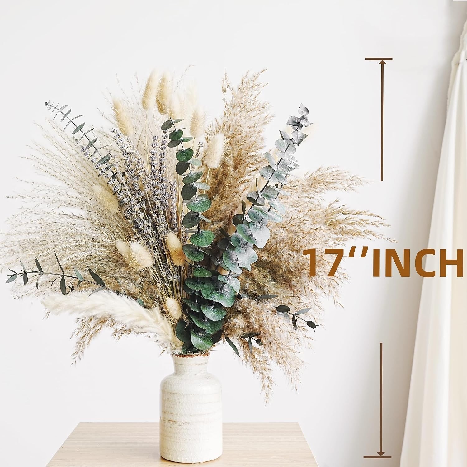 Green Pampas Grass Boho Bouquet – Exquisite Lavender and Eucalyptus Dried Flo…