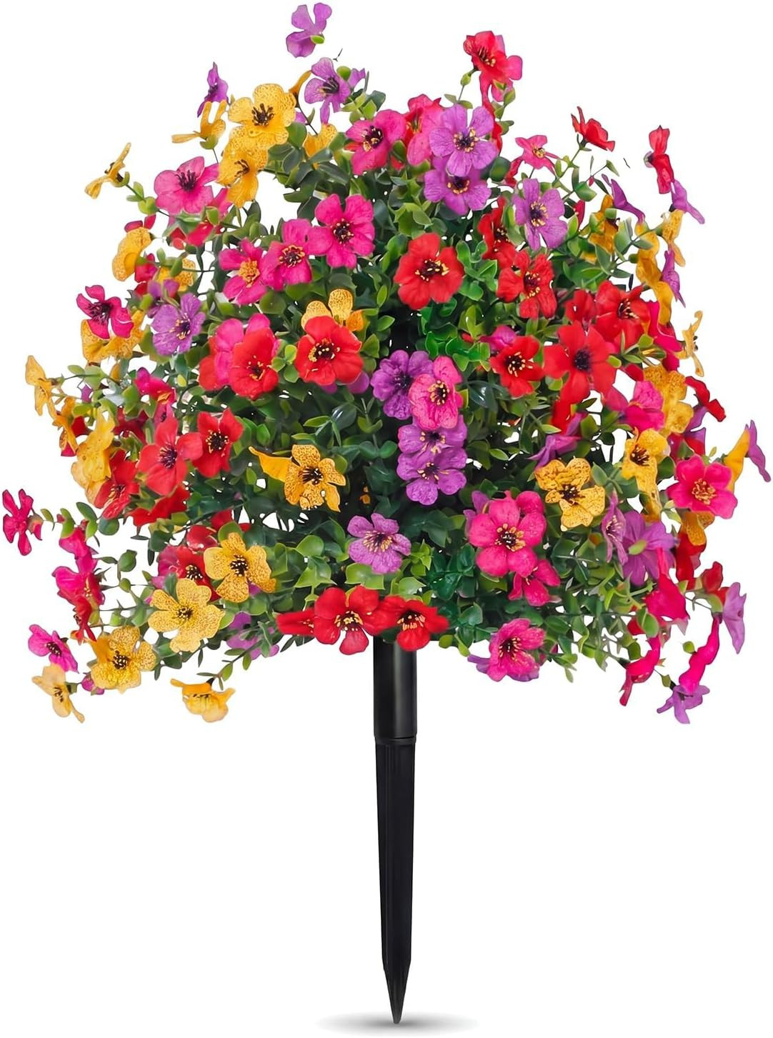 24″ UV Resistant Colorful Faux Flowers for All-Weather Garden Decor