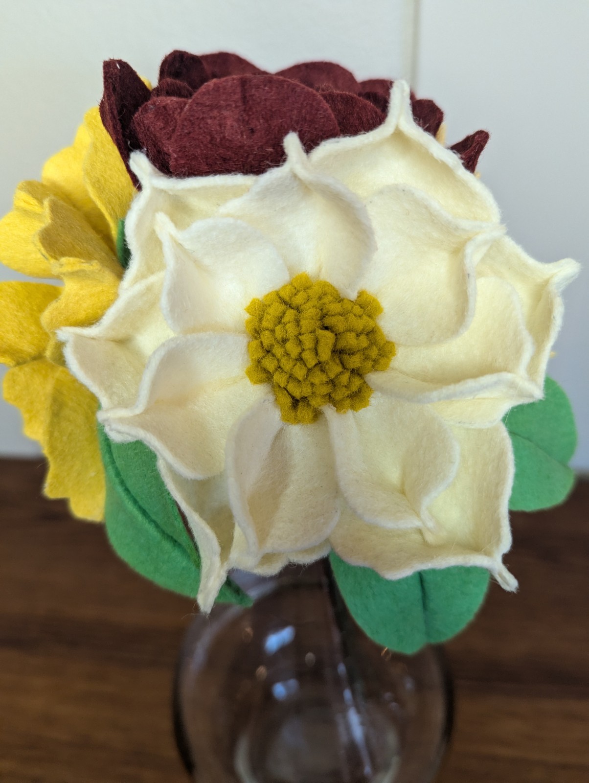 Beautiful Hand Cut Wool Blend Felt Flower Bouquet Gift Wrapped/Great Gift Idea!