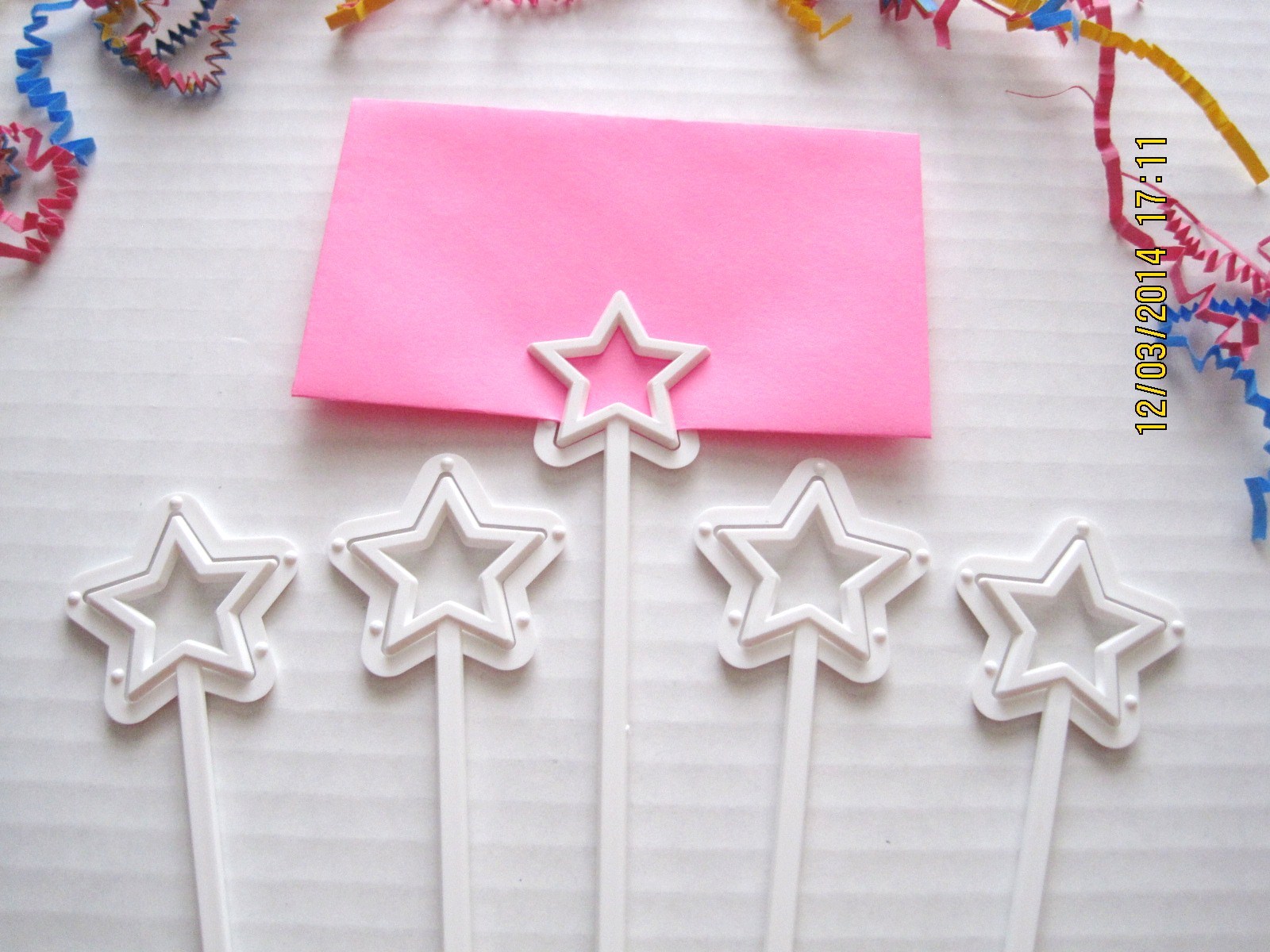 Floral Picks HEART, BUTTERFLY, STAR 12″ Pink, Red, Orange, Card Holders 12/Pk!