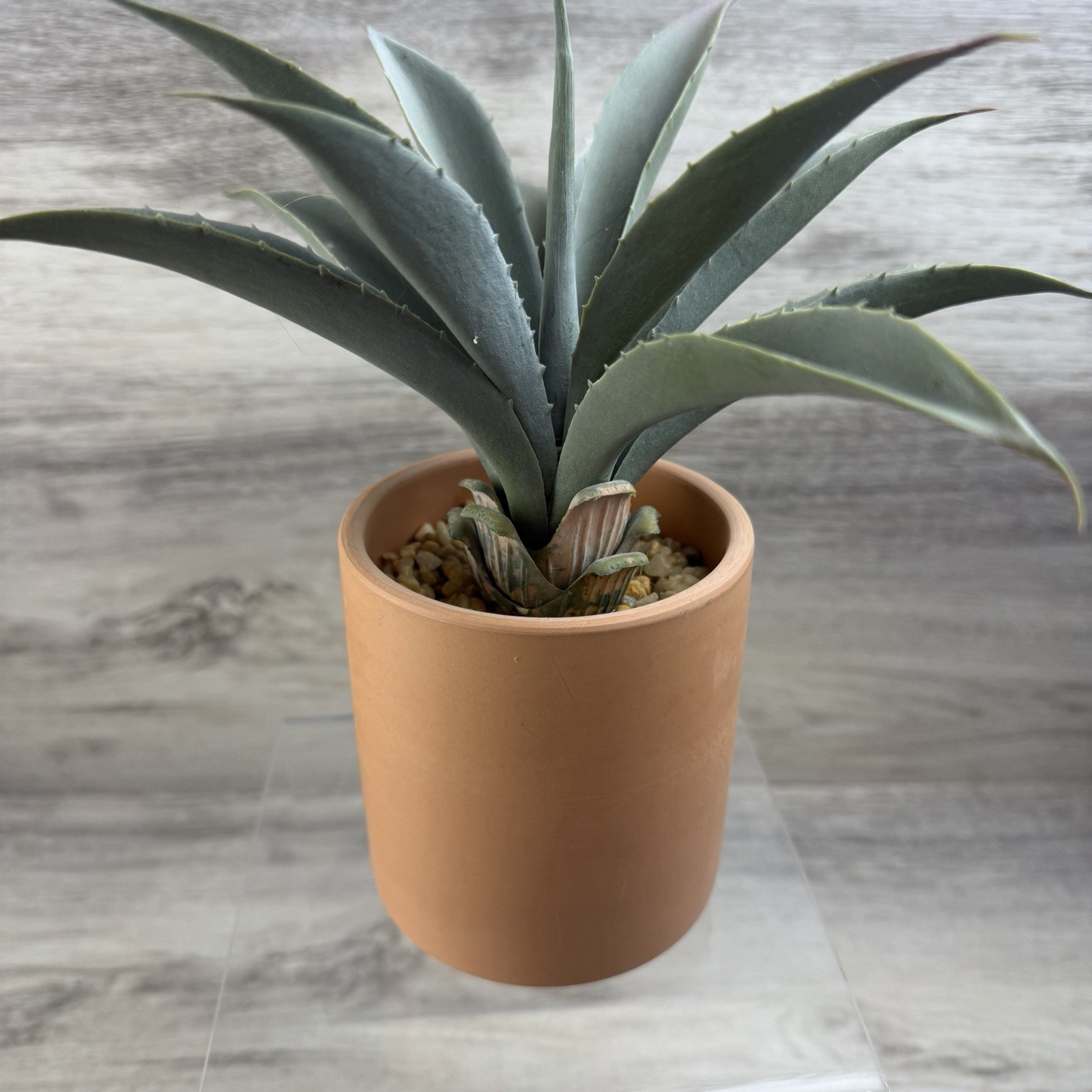 Artificial Faux Fake Blue Agave Plant in Terracotta Pot Desert Bohemian 8” Tall