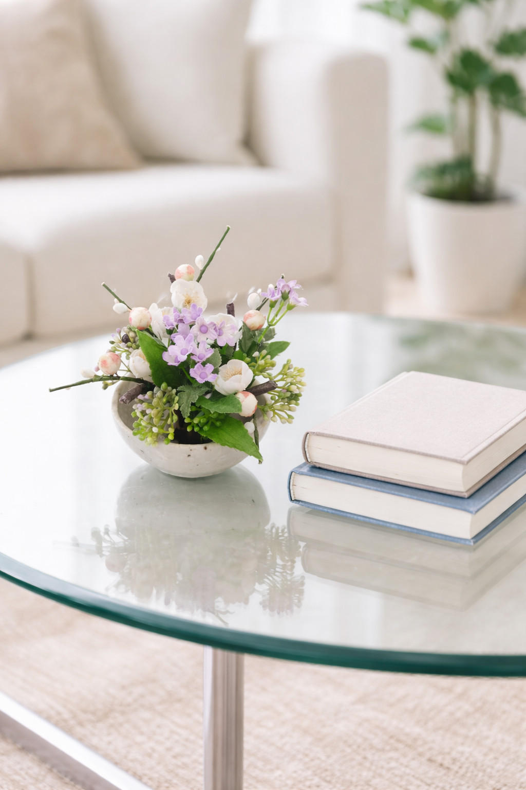 Japanese Mini Ikebana Flower Arrangement 4″ | Small Zen Desk Decor Bowl
