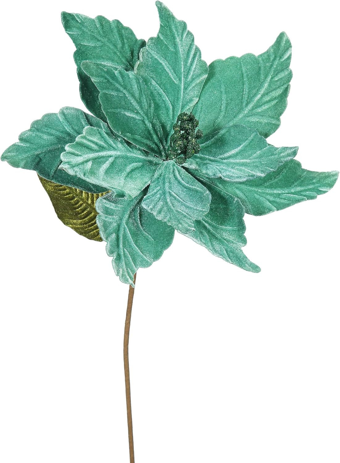 22″ Emerald Poinsettia Artificial Christmas Flower, 6 per Bag