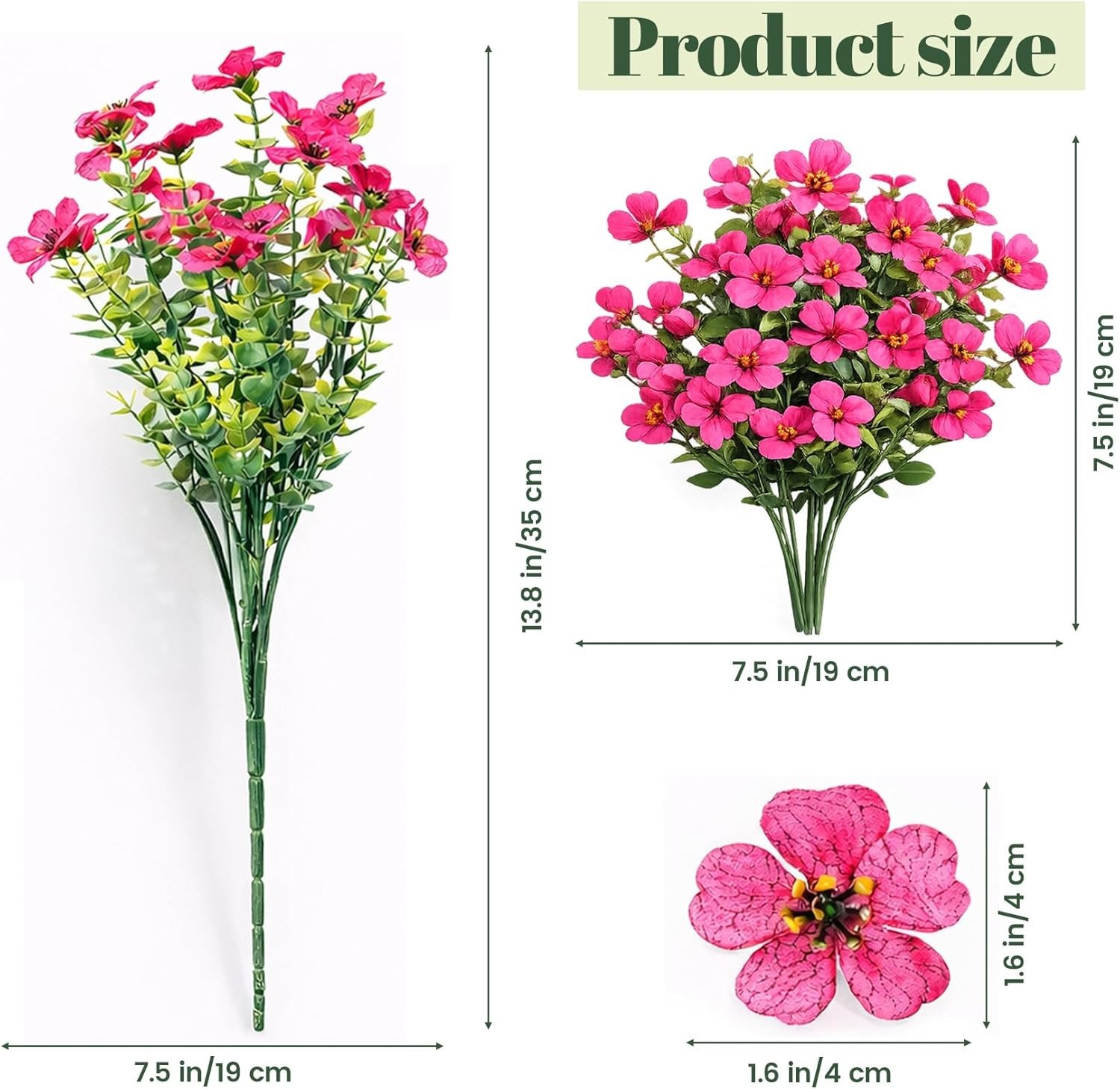 Artificial Flowers for Outdoors 12 Bundles Realistic Faux Plants UV Resistant