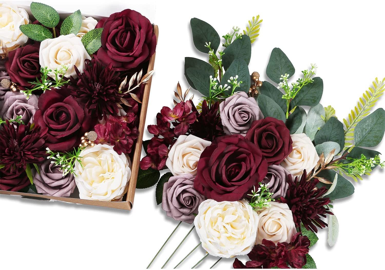 Burgundy Artificial Flowers Wedding Combo DIY Bouquets Centerpieces Dusty Rose