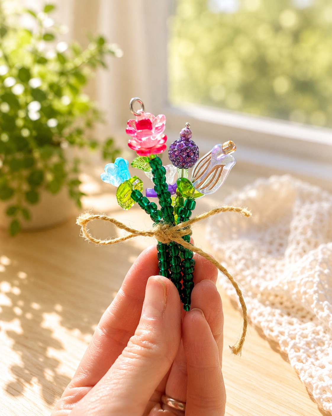 Mini Beaded Flower Bouquet | Handmade Bead Flower Arrangement | Tiny Floral Gift