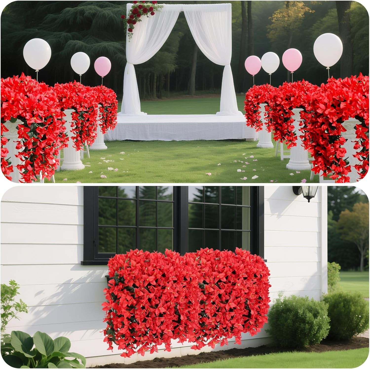 Artificial Bougainvillea Flowers Plants for Outdoors Decoration, 2/4 Pcs Faux Si