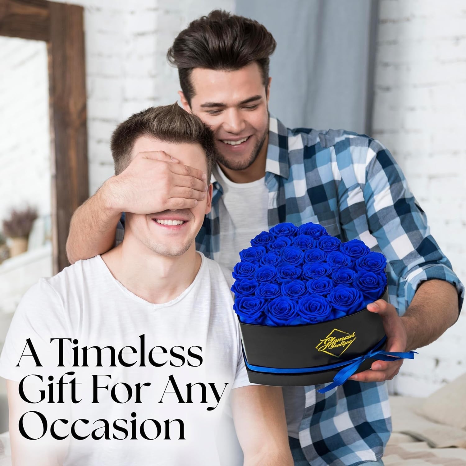 Hassle-Free 27 Blue Eternal Roses in Heart-Shaped Box – Timeless Elegance