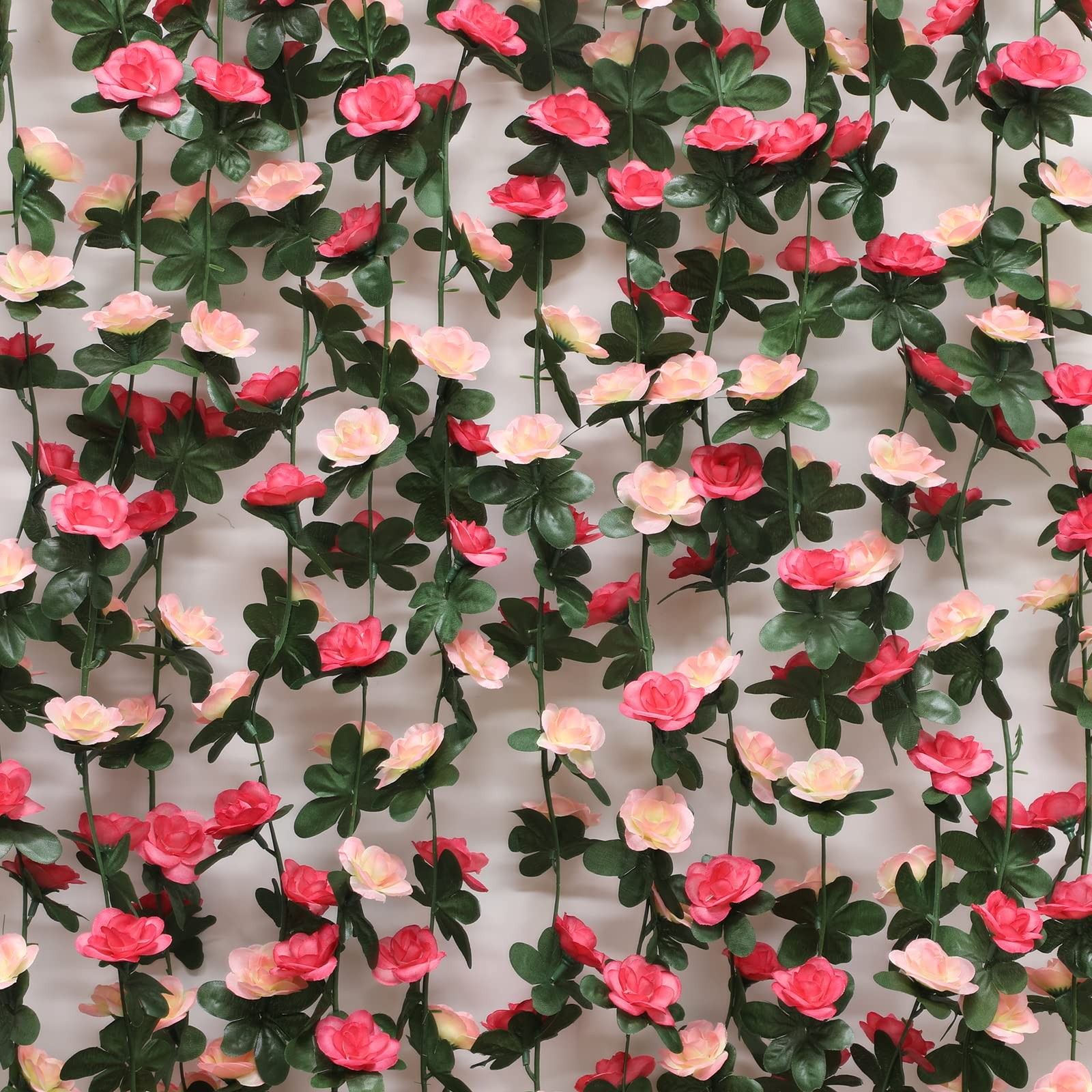 Flower Garland – 5 Strand 41Ft Rose Vines for Bedroom Decor, Pink Rose Floral…