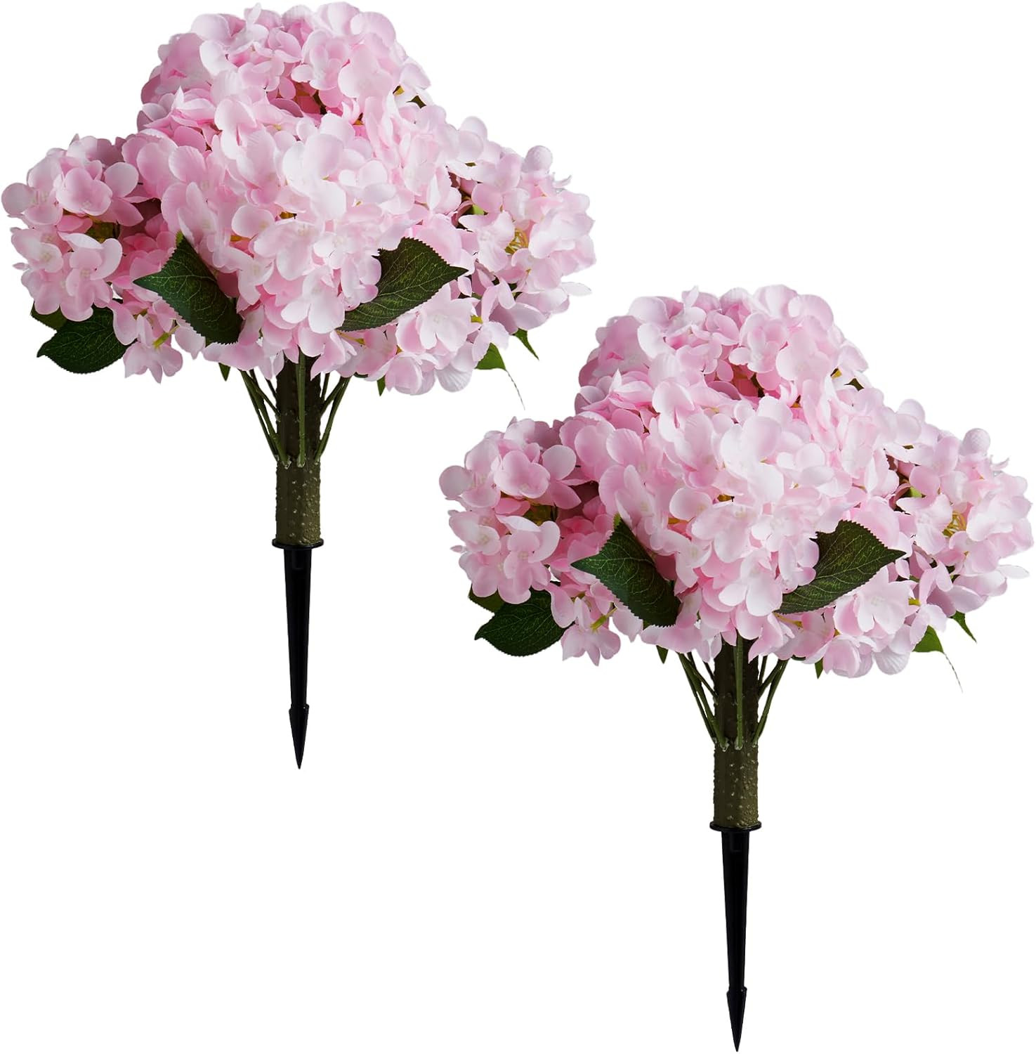 Realistic Light Pink Artificial Hydrangea Flowers – 2 Pack, 20″ Tall