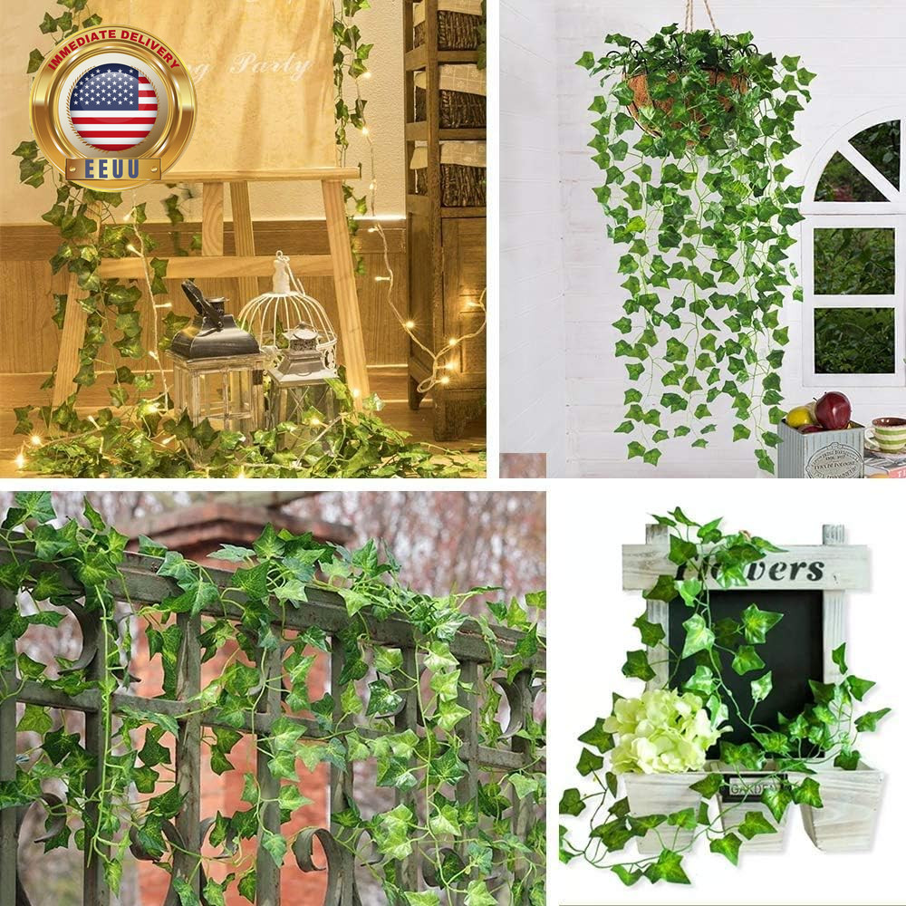 12 Pack 84Ft Artificial Ivy Garland, Fake Vines UV Resistant Greenery Leaves Fak