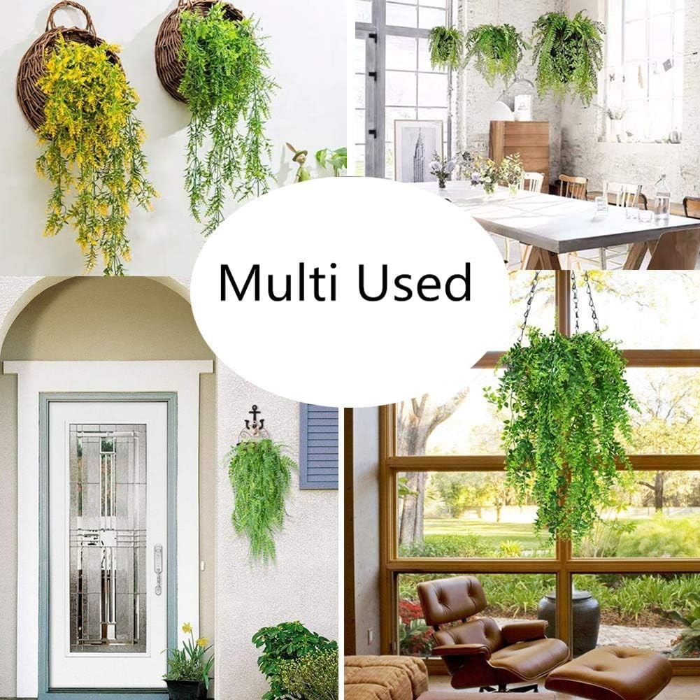 Bakery-Quality 2 Pack Fake Ferns – UV Resistant Hanging Plants for Chic Spaces