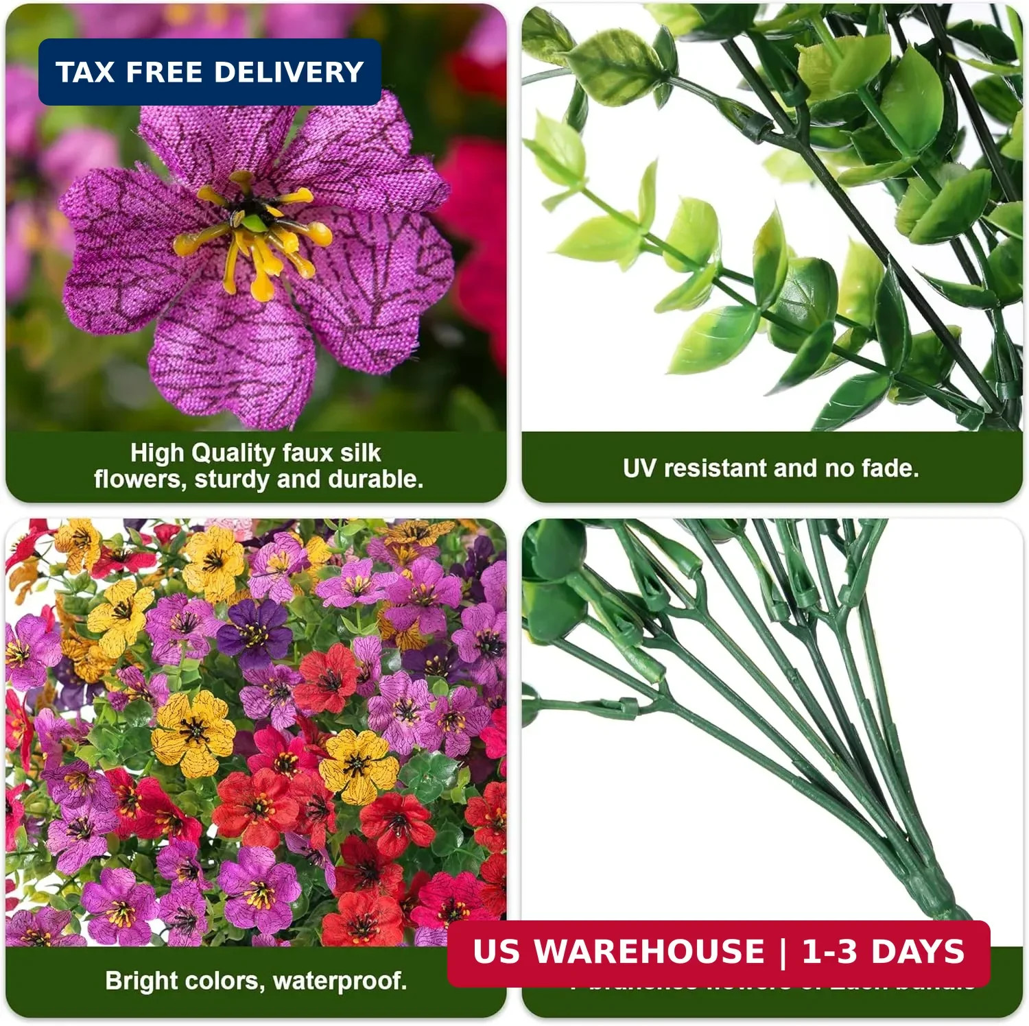 HyeFlora Artificial Flowers for Outdoor Indoor Garden Home Decoration, Faux Flow