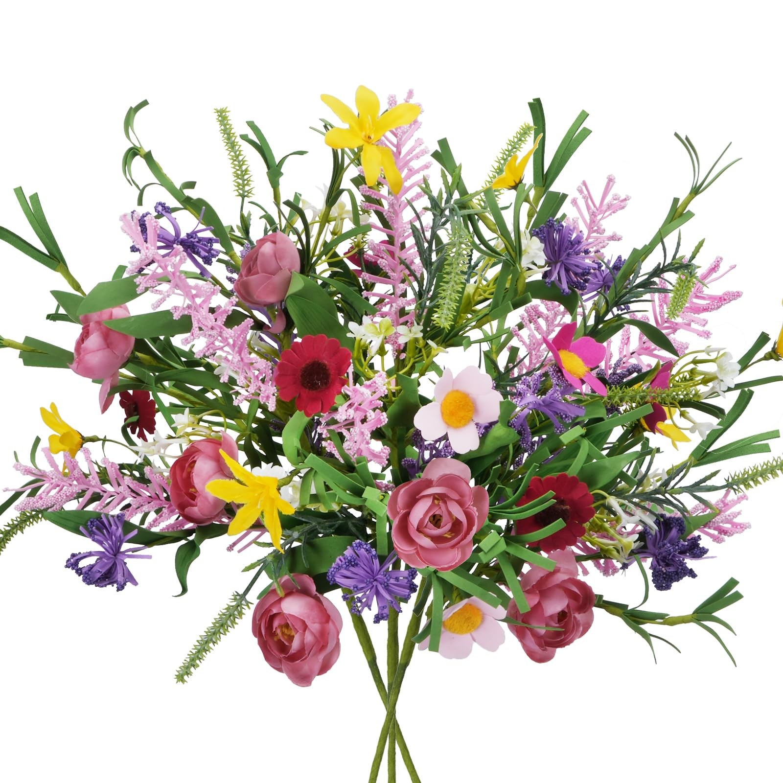 3 PCS Artificial Flowers Faux Roses Bouquet Daisies Silk Floral Decor 19.6 In