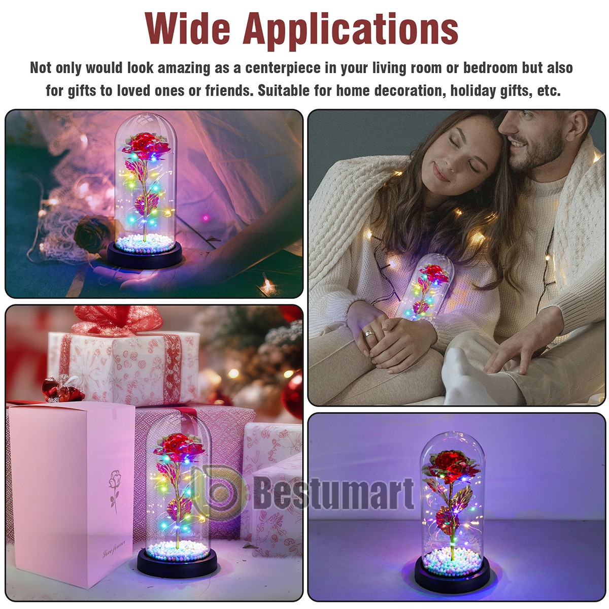 Eternal Rose LED Light in Glass Flower Gift for Her Valentine’s Christmas Gift