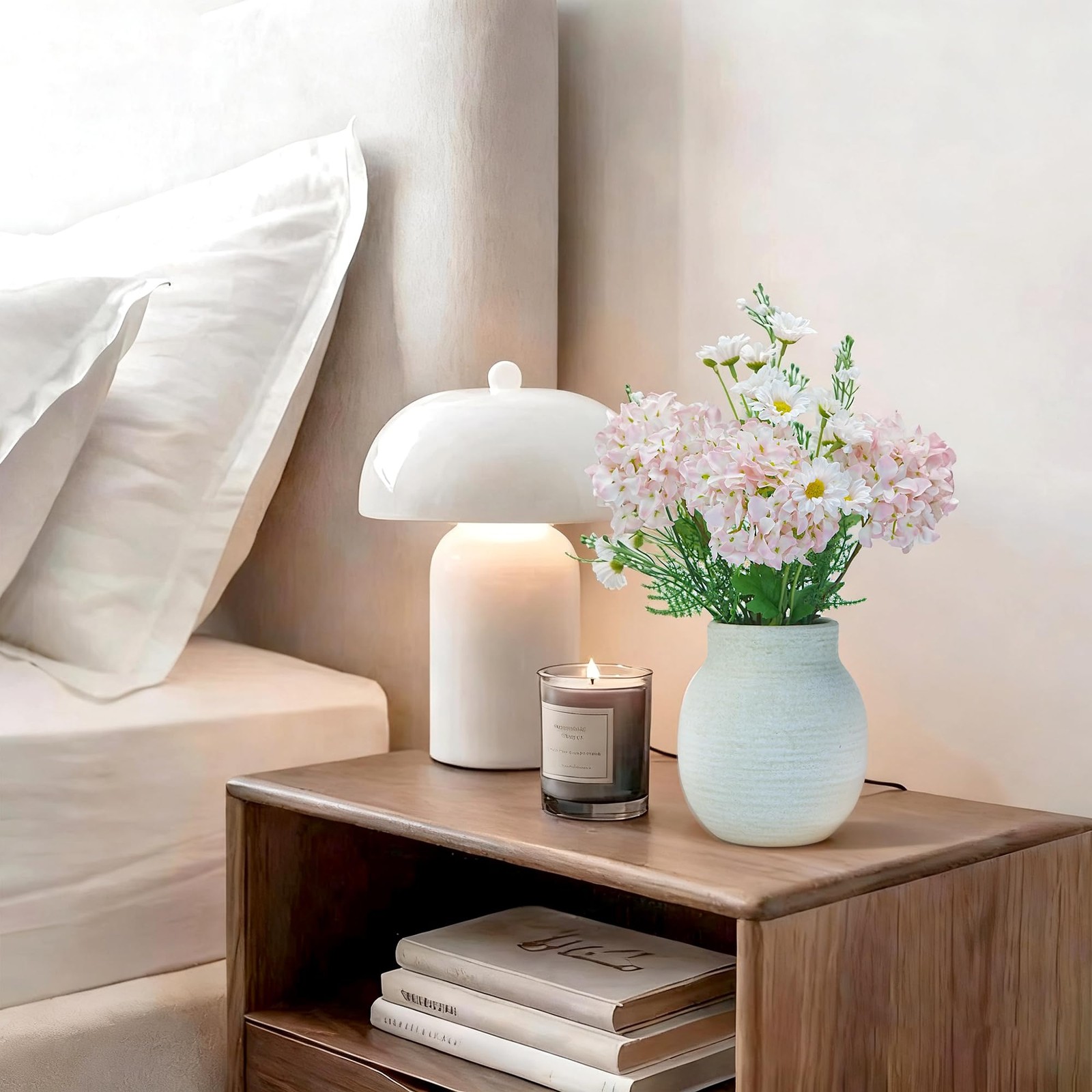 Fake Flowers with Vase for Home Decor, Faux Flowers with Pulp Pot, Flower Arr…