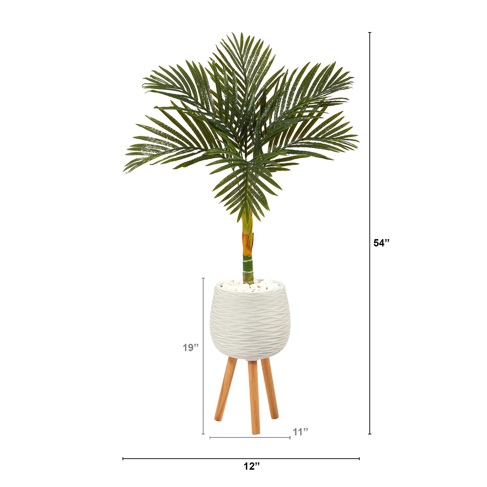 Nearly Natural 4.5ft Golden Cane Artificial Palm Tree in White Planter w/ Stand