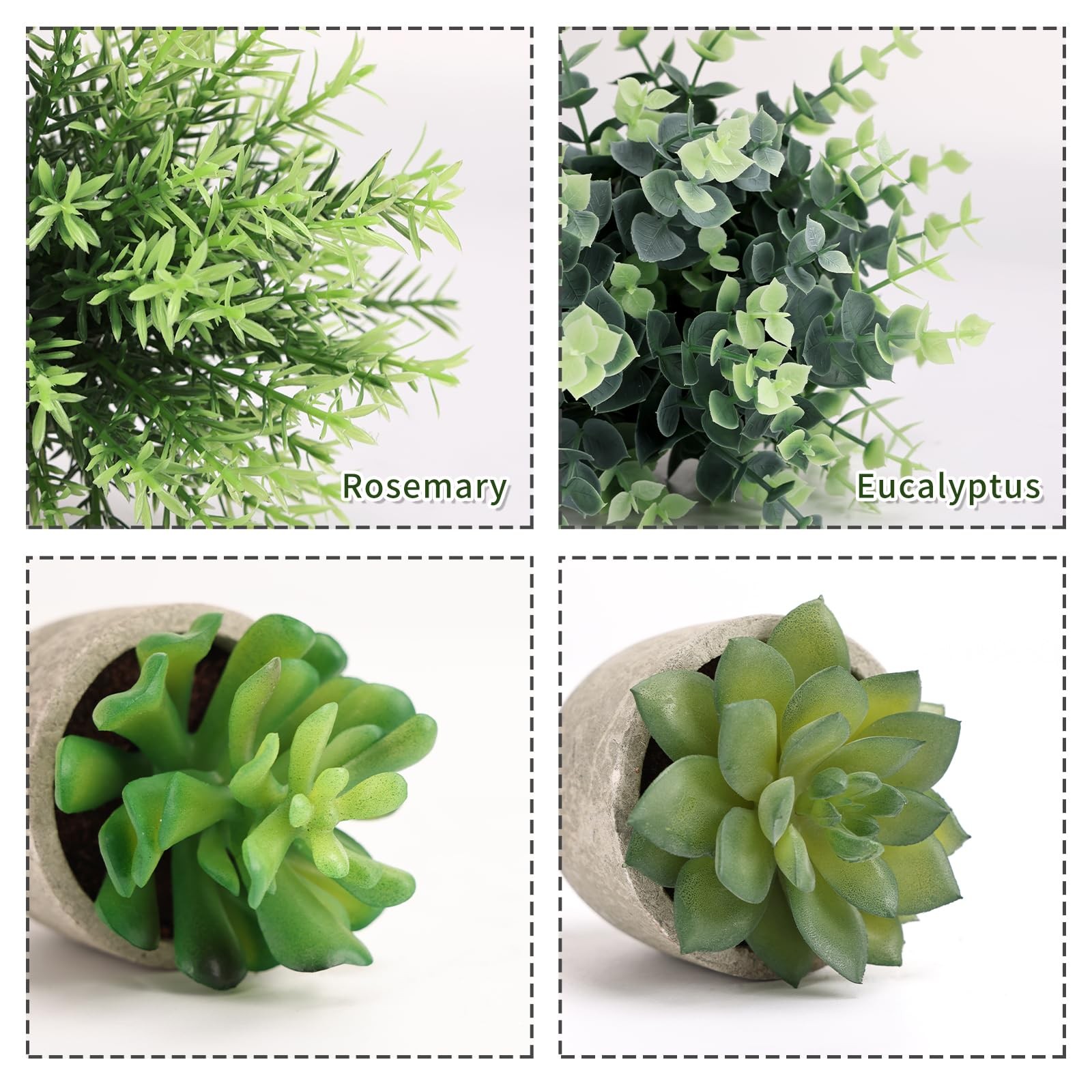 4 Pack Small Fake Plants Eucalyptus Rosemary Succulents Plants Artificial in …