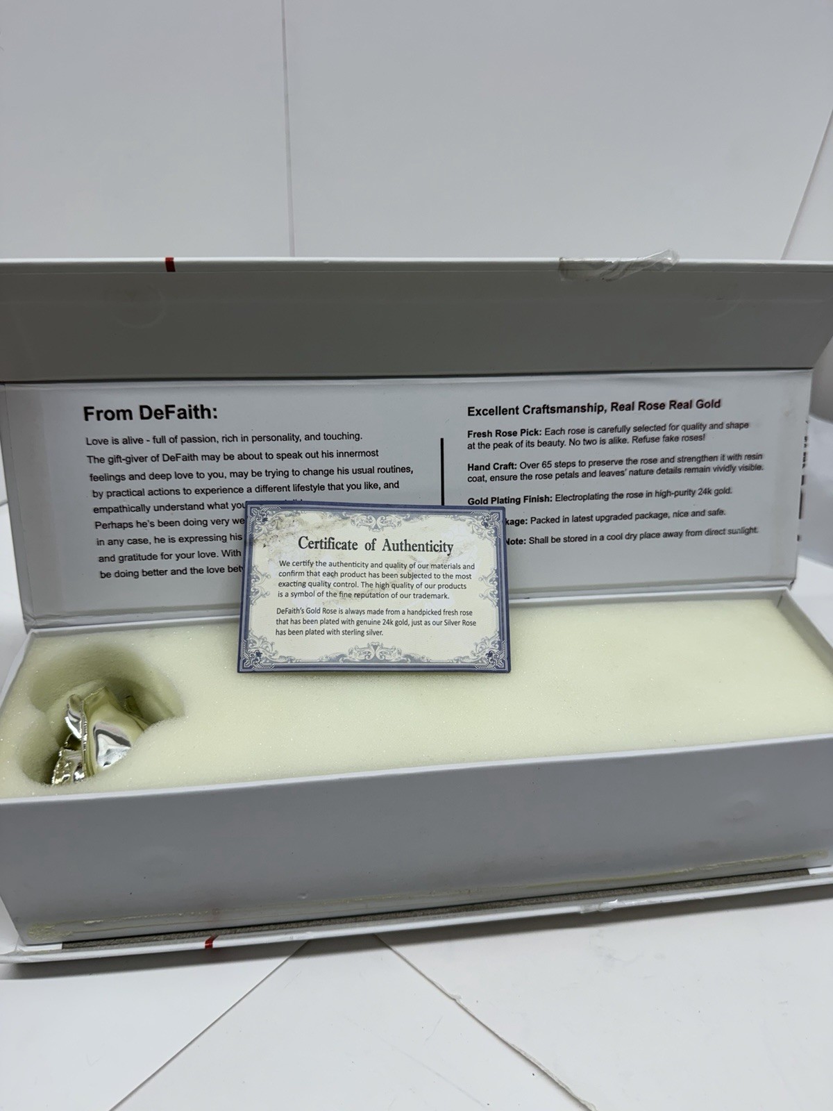 DeFaith 24K Gold Plated Real Rose w/ Gift Box Display Stand & Certificate