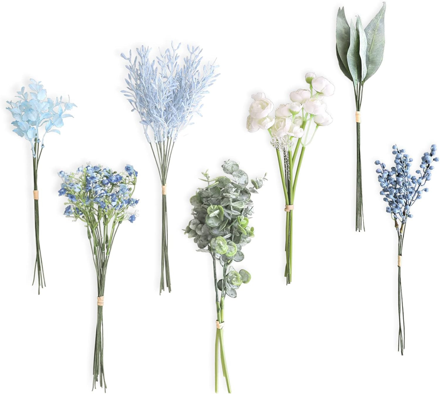 Artificial Greenery Filler Stems in Bulk 53Pcs with 8 Kinds Tall Greenery Stems