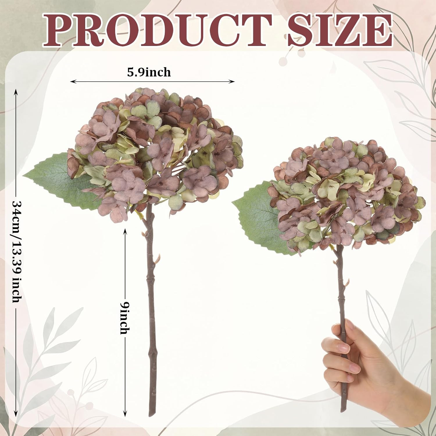 10 Pcs Purple Faux Silk Hydrangea Flowers for Home Wedding Decor