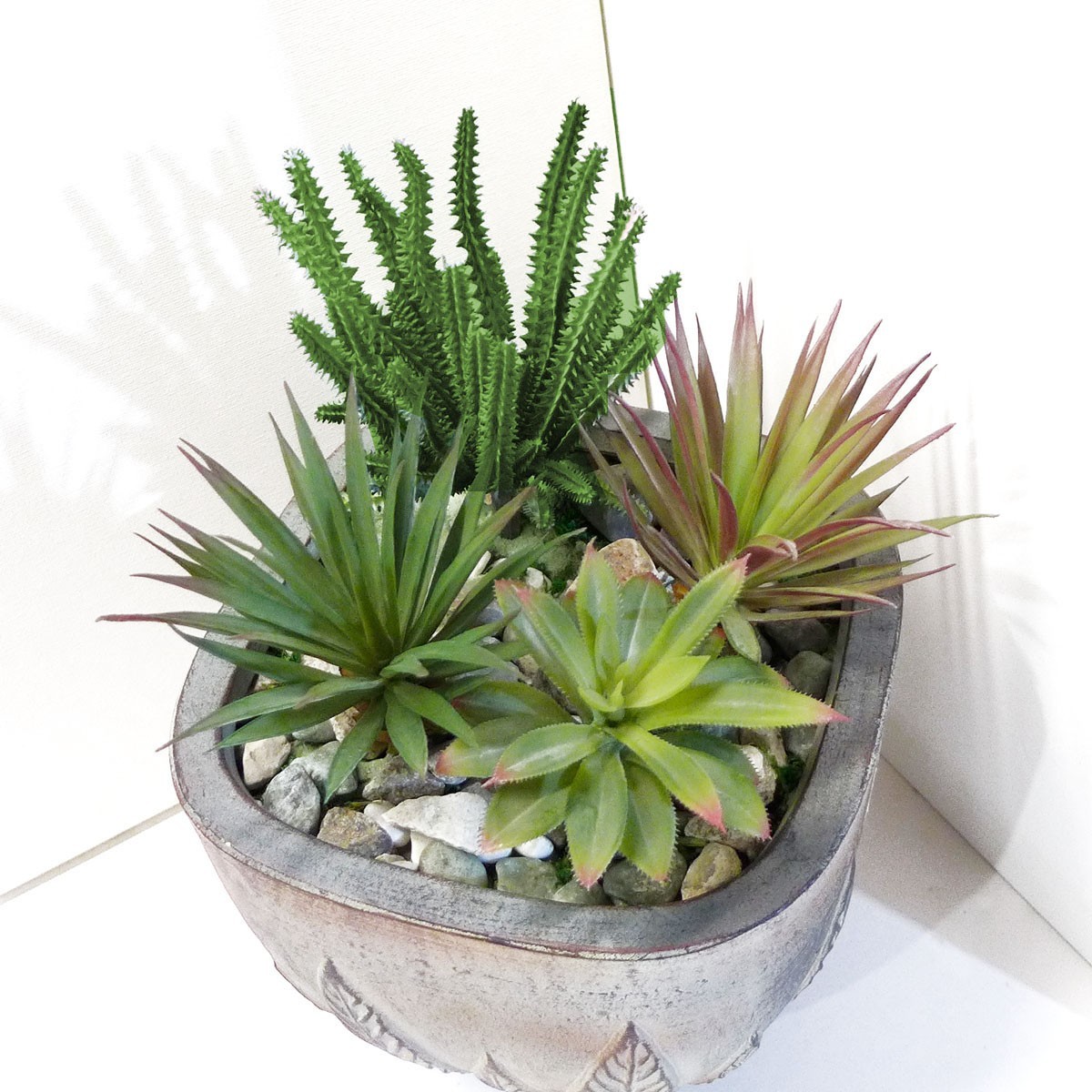 4 Mix Artificial Grass Plastic Succulents Plants Cactus and Agaves