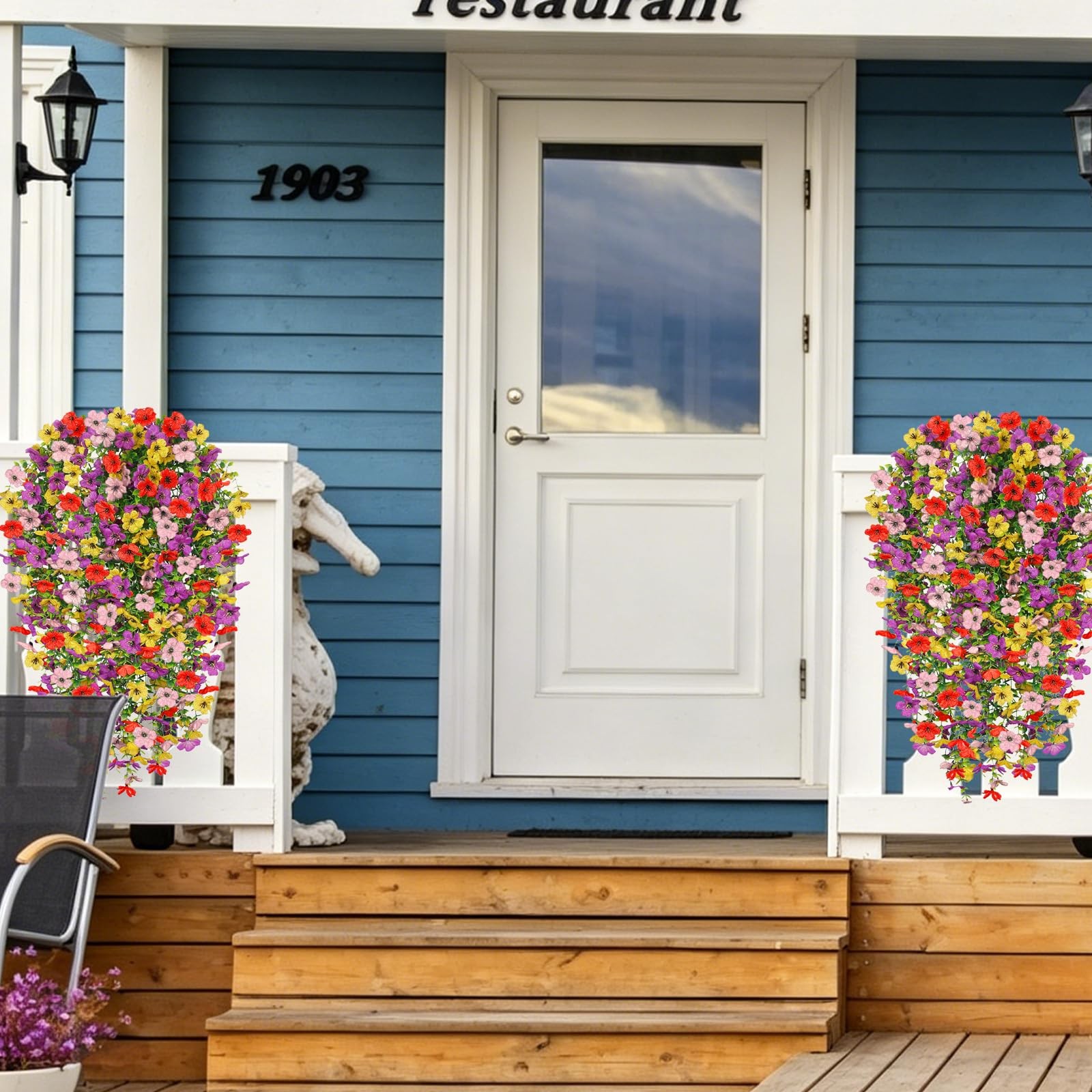 6 Bundles UV Resistant Artificial Flowers for Outdoors, Mix Color