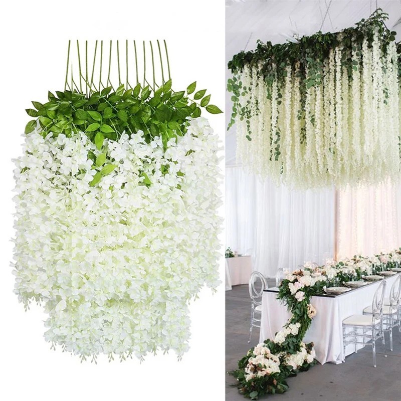 Artificial Wisteria Vine Garland Fake Flower Plants Garden Wedding Hanging Decor