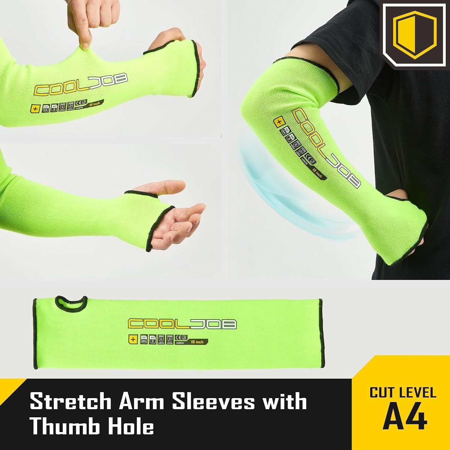 3 Pairs 14/18in A4 Cut Resistant Sleeves with Thumb Hole, UV Sun Protection A…
