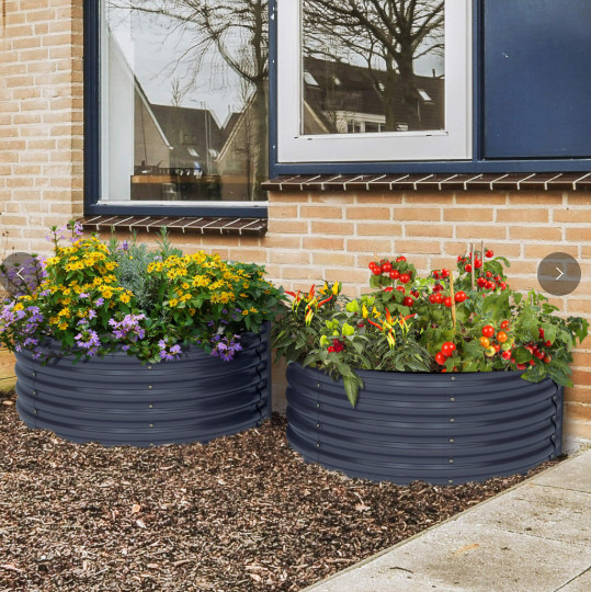 OLLE GARDENS 17″ TALL DECORATIVE SEMI-CIRCLE RAISED GARDEN BED – GRAY