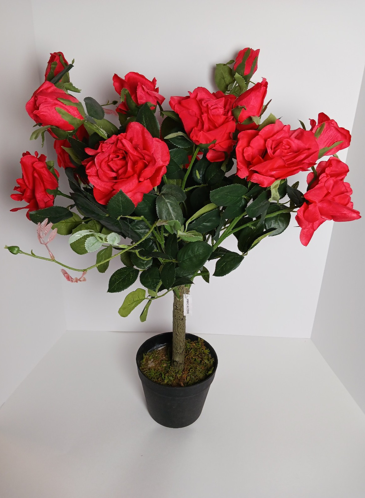 BRAND NEW Wicker Park 27″ Faux ROSE BUSH – RED in Starter Pot GORGEOUS!