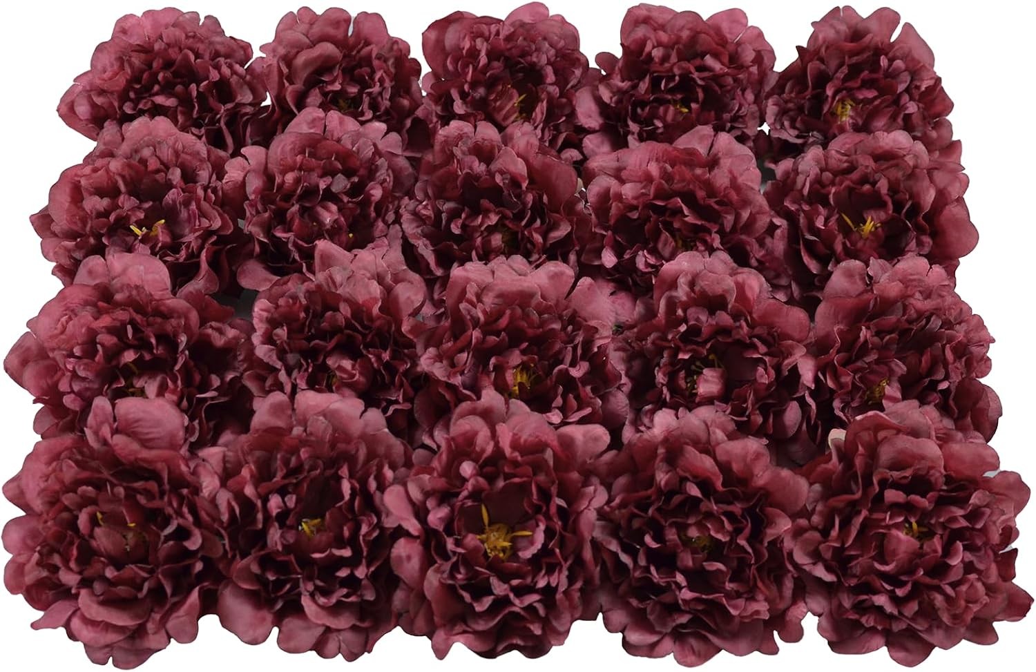 20 Pcs 5″ Silk Peonies, 6″ Stems No Leaf Artificial Flowers Decor