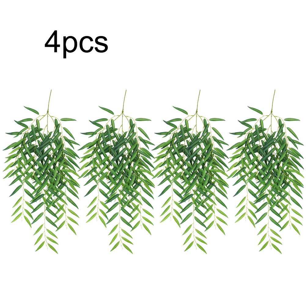 4Pcs Artificial Weeping Willow Wall Hanging Decoration for Home and Office