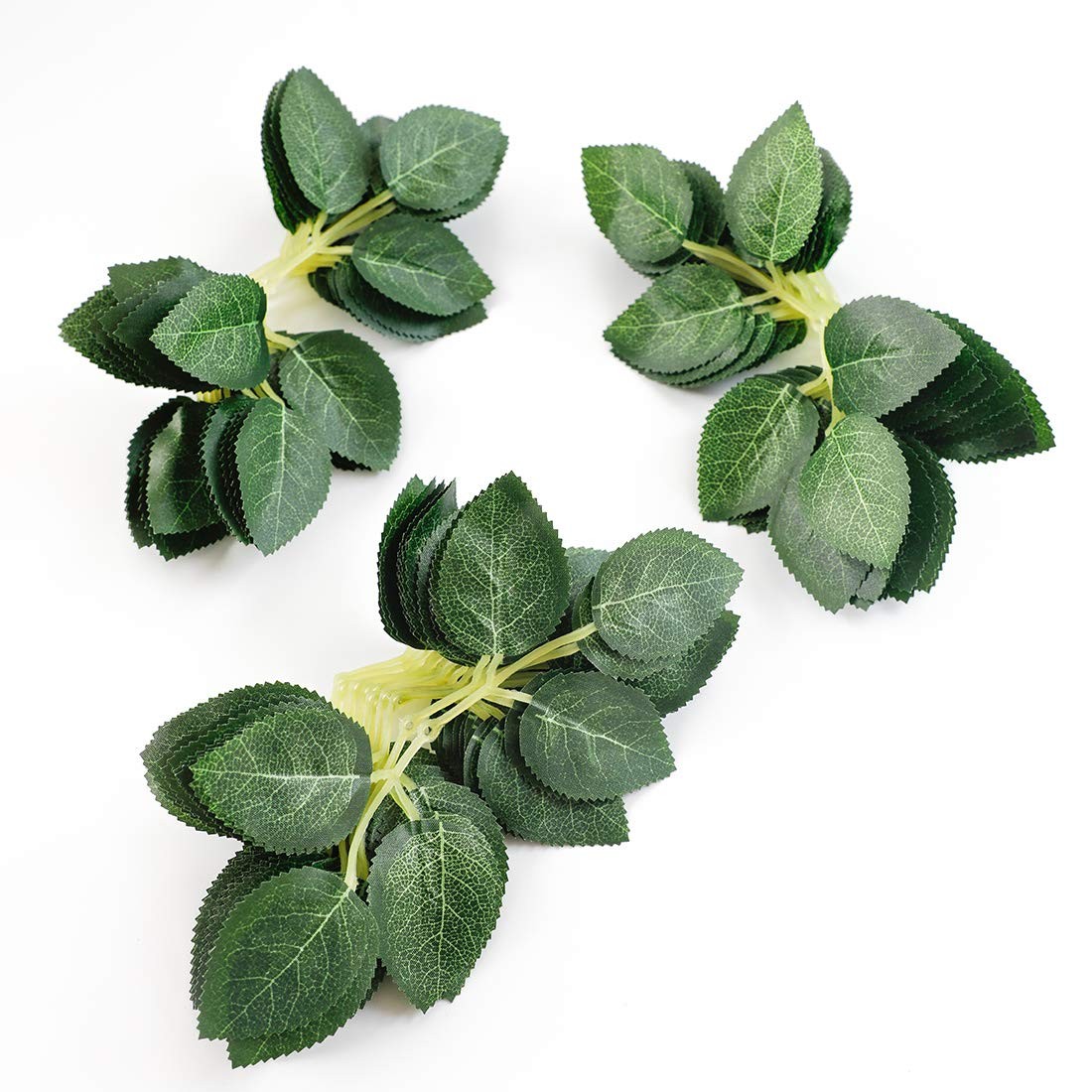 Artificial Green Leaves 35pcs Bulk Faux Silk Greenery Fake Rose Flower Leaves…