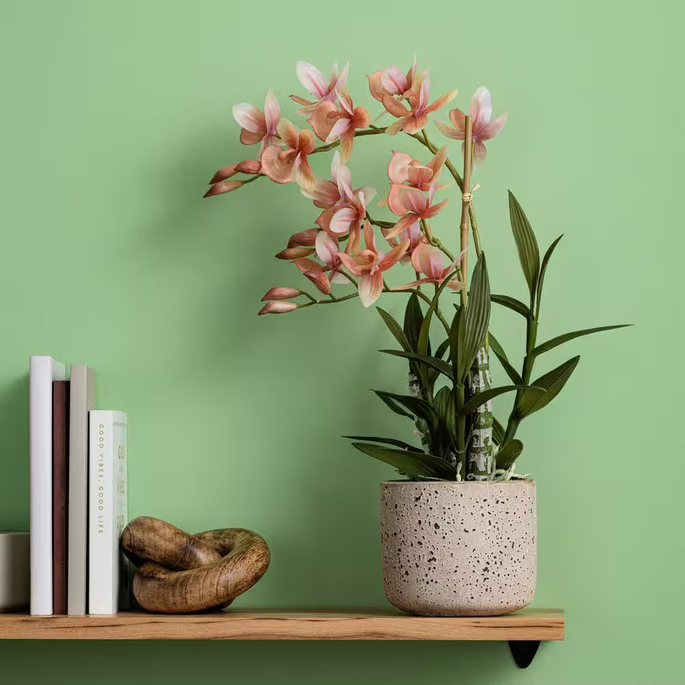 19 In. Pink Artificial Cyc Noches Orchid Flower in Pot