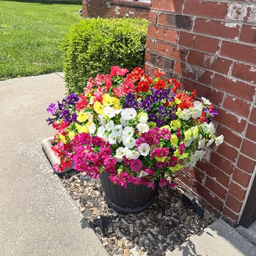 HyeFlora 12 Bundles Colorful Artificial Morning Glory Plants