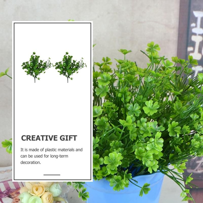 2 Pcs Artificial Four Leaf Clover Plants 15.7In UV-Resistant Silk Greenery, N…