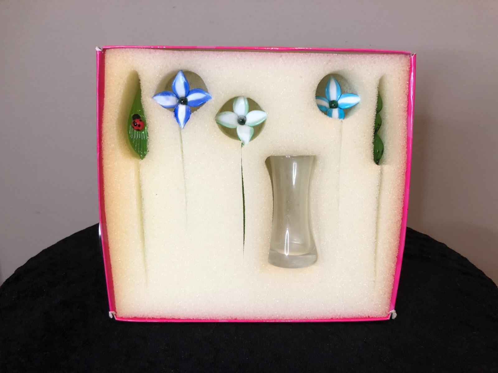 Global Village Glass Studios Window Box Greetings Bouquet Fantasy Flowers #746