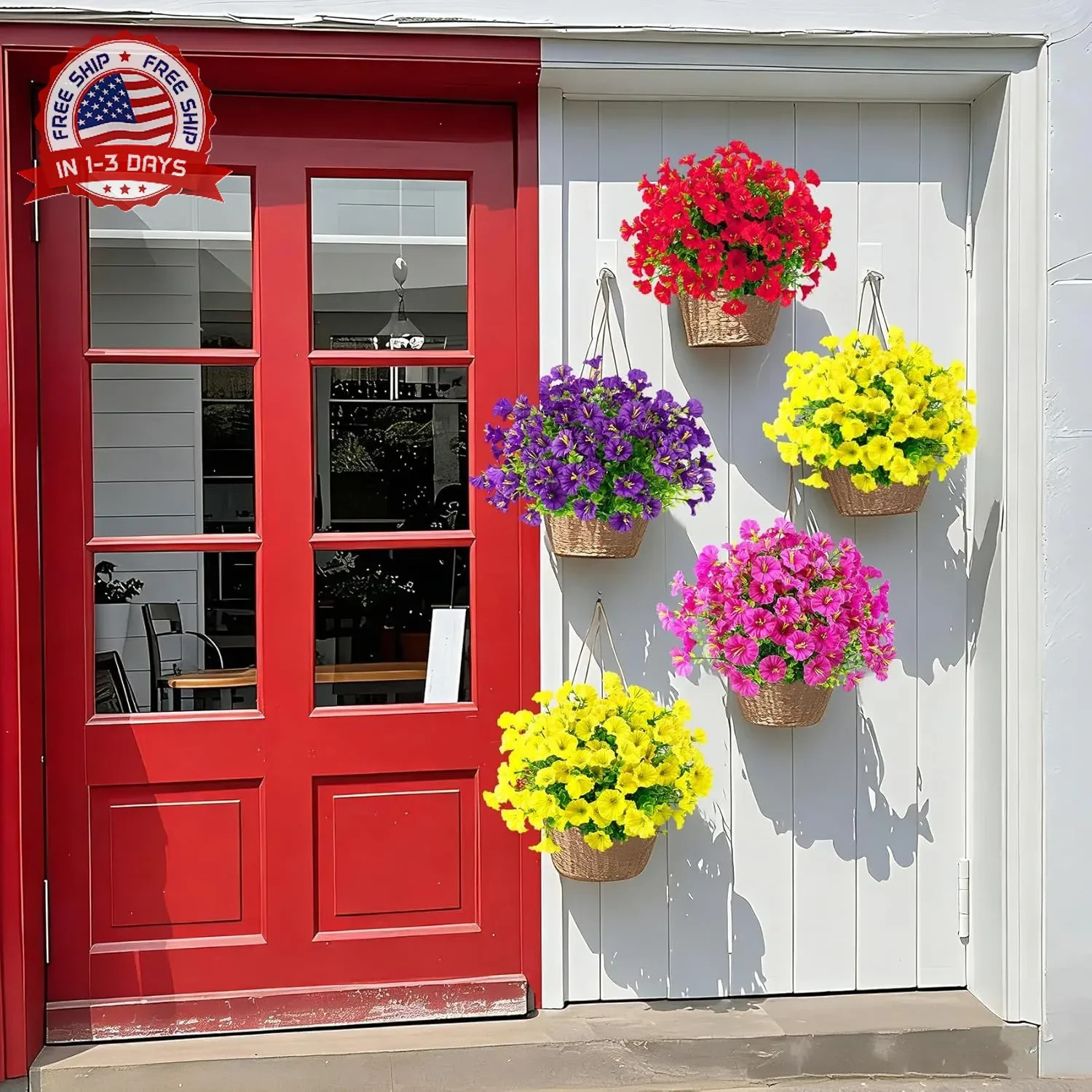 Ouddy Decor 24 Bundles Artificial Flowers for Outdoors Decoration Fake Silk Morn