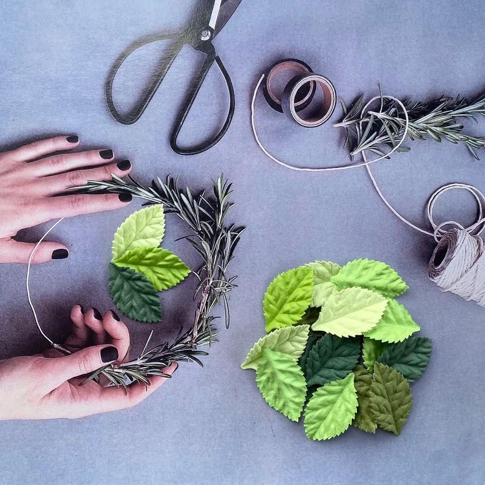 Artificial Leaves 100 pcs Mulberry Paper Roses Leaves 45x25mm DIY Craft Scrapboo