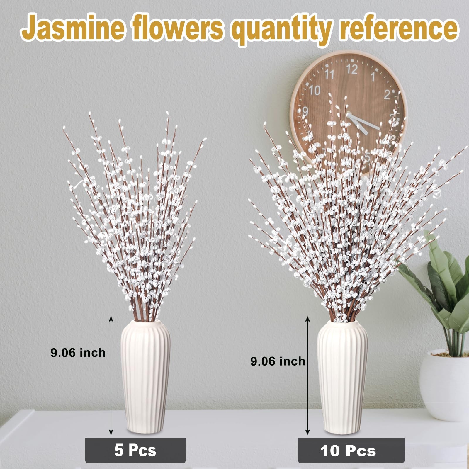 10Pcs Long Stem Jasmine Flowers Artificial Valentine’s Day 29.5″/75cm Tall Fa…