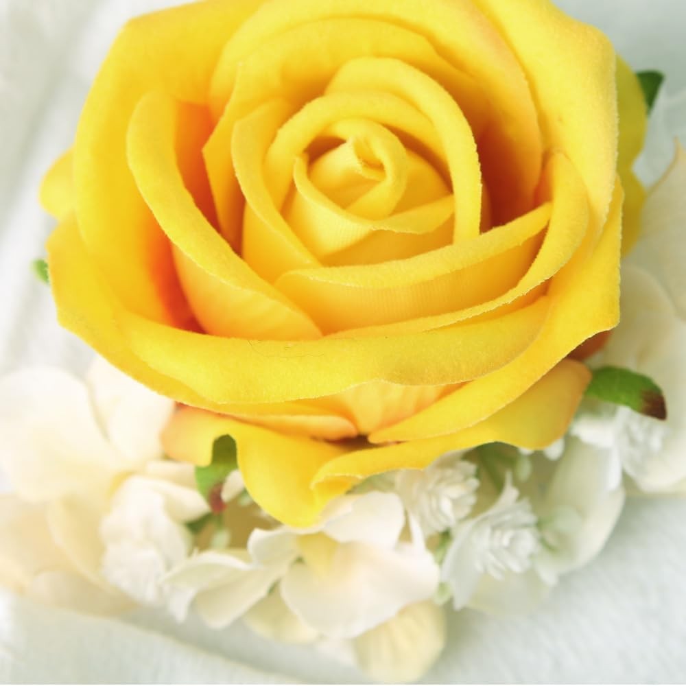 Yellow Rose Corsage Wristlet Boutonniere Set Artificial Flowers Prom 1 PCS