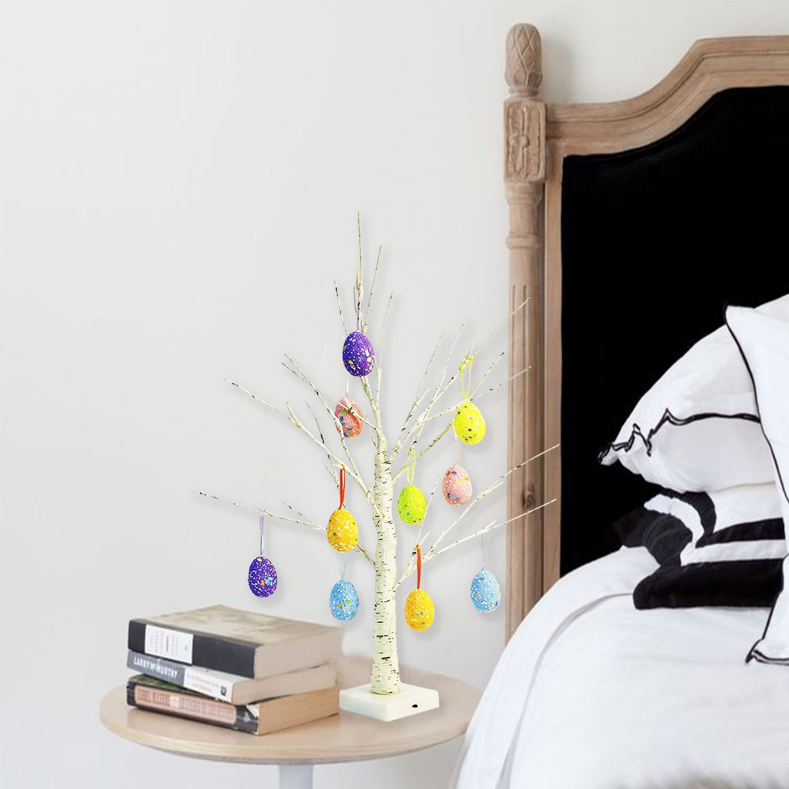 Easter Decorations kemooie 24 Inch Pre-lit White Birch Tree with 10 Hanging Ea..
