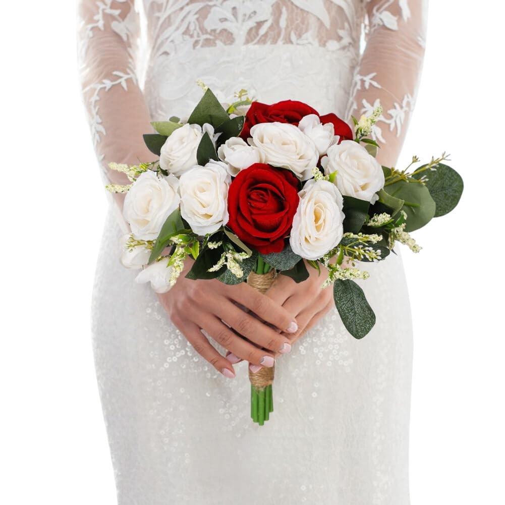Eforcase Wedding Rose Bouquet Bridesmaid Flower Bouquets, Artificial Flower R…