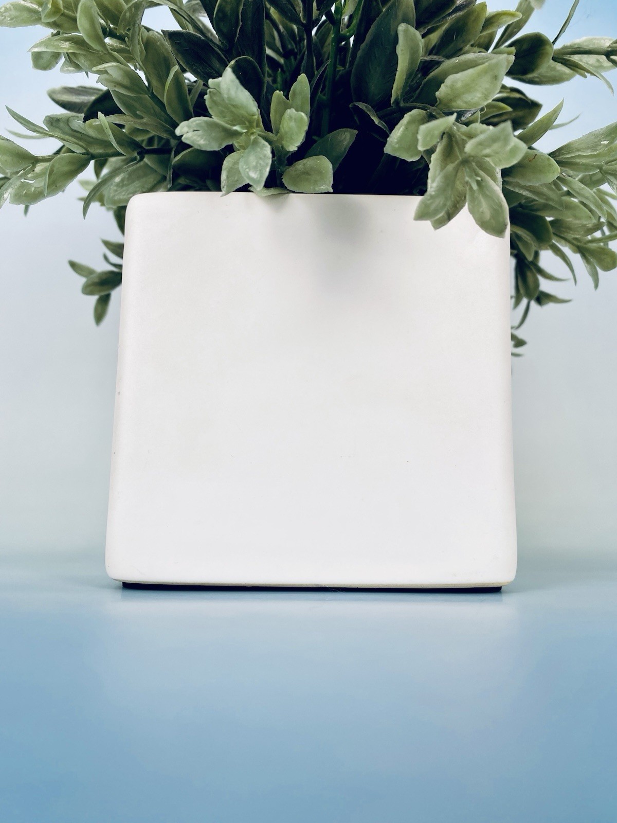 White Ceramic Square Planter Pot Faux Greenery Farmhouse Decor Hobby Lobby