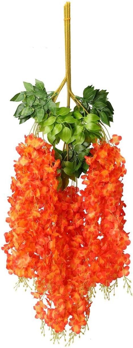 Fermus 24 Pack Artificial Wisteria Hanging Flowers Garland Fake Wisteria Vine fo