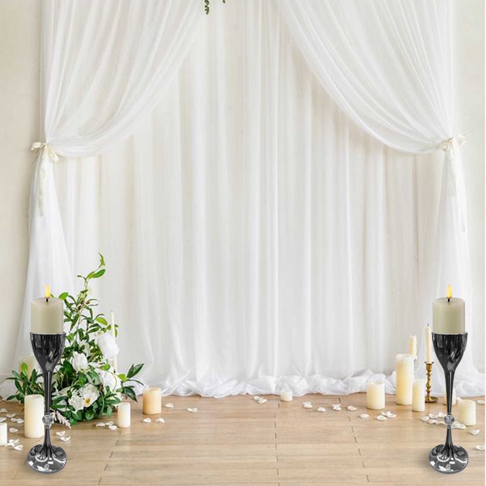 6123-Silky Silk Metal Candle Stand | Holders for tea lights/votives | ornaments