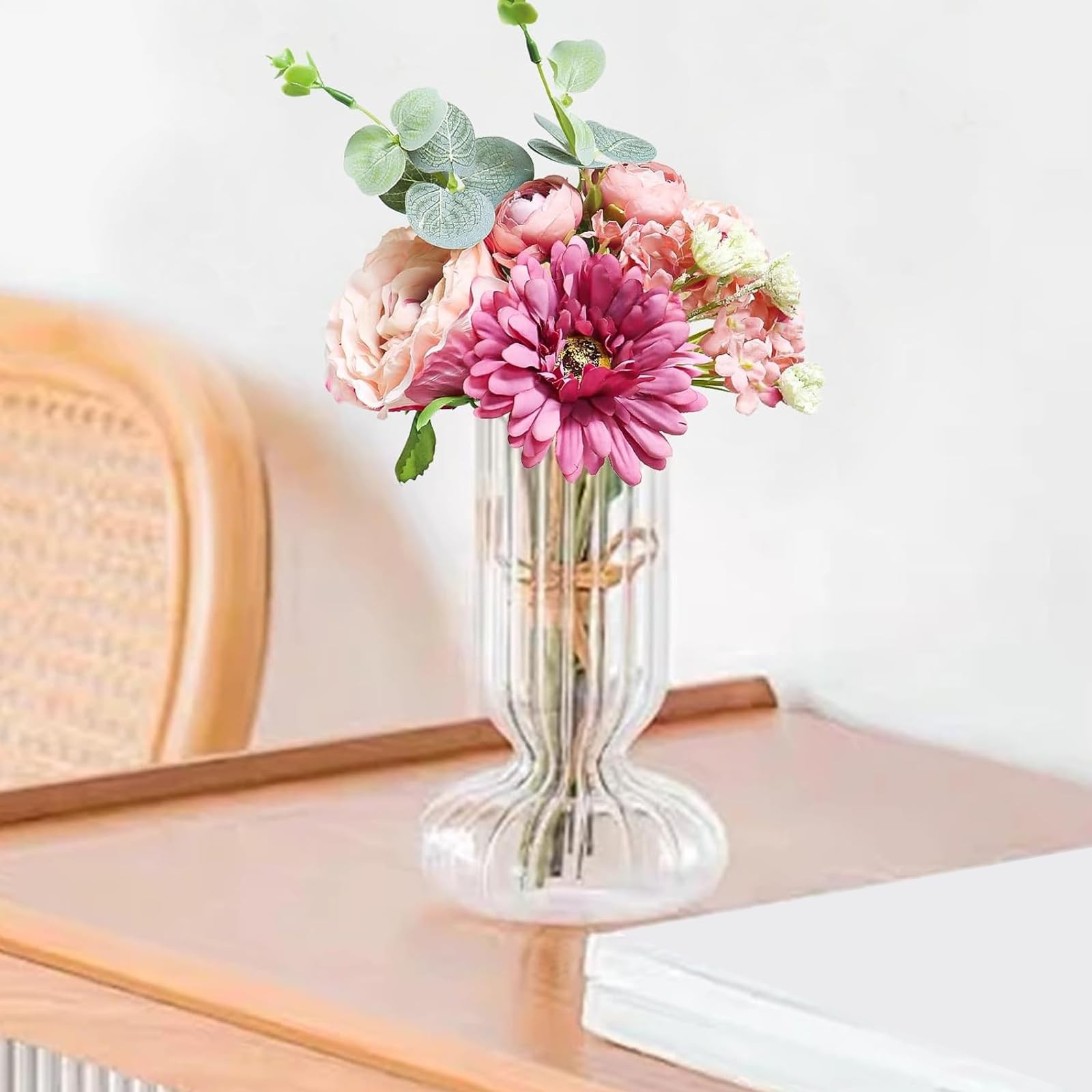 4 PCS Mixed Pink Artificial Peonies Bouquets Fake Flower Wedding Bride Spring