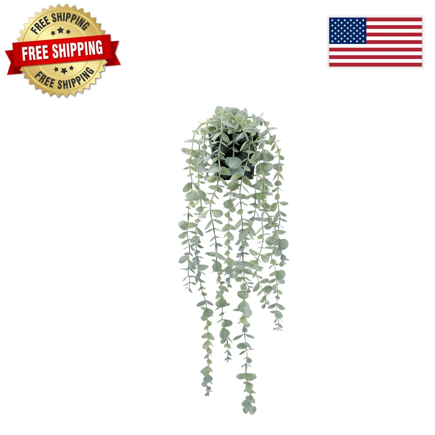 Elegant Artificial Hanging Eucalyptus Plant – Sage Green Indoor/Outdoor Decor