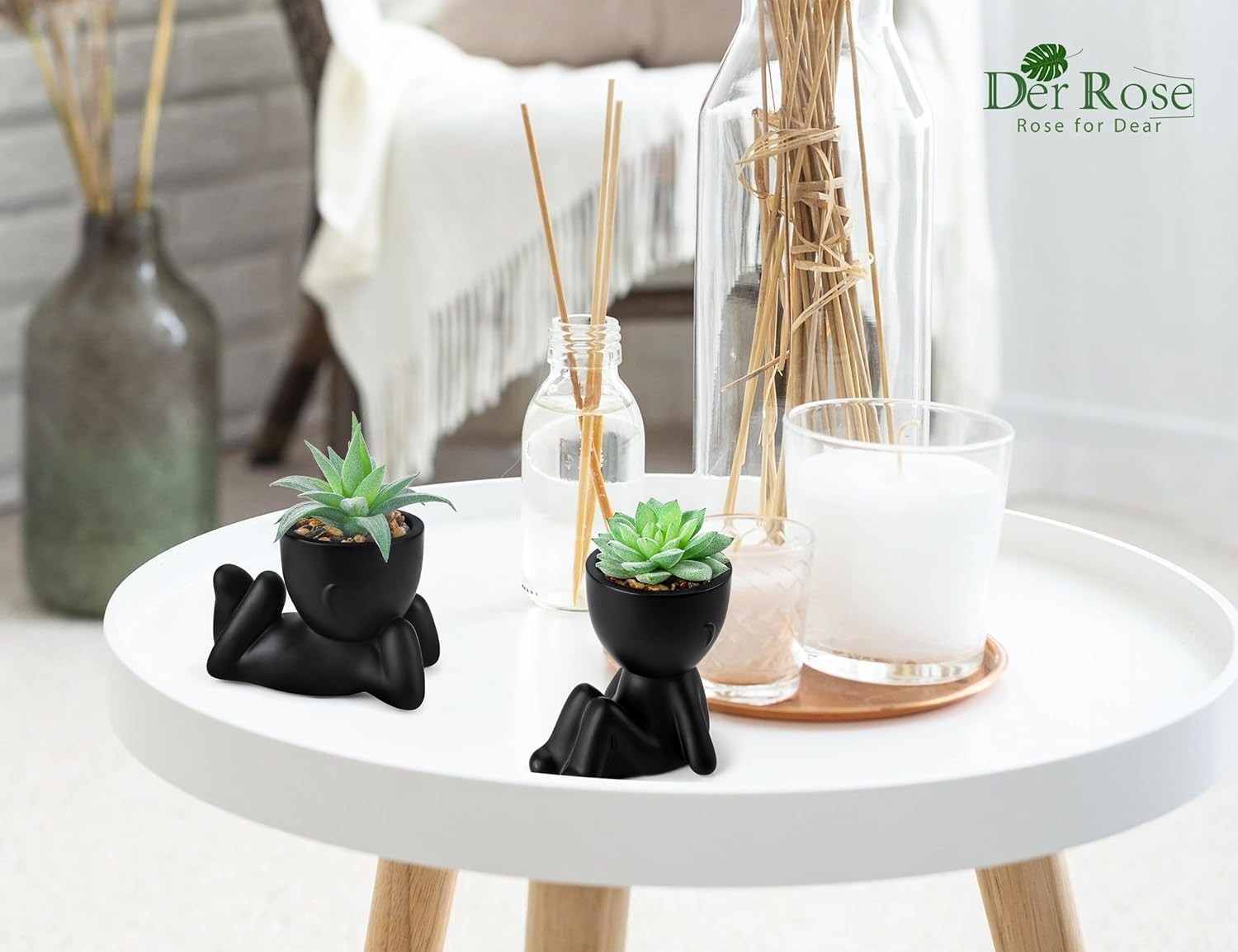 Rose 2 Pack Fake Plants Succulent Plants Artificial for Home Bathroom Living Roo